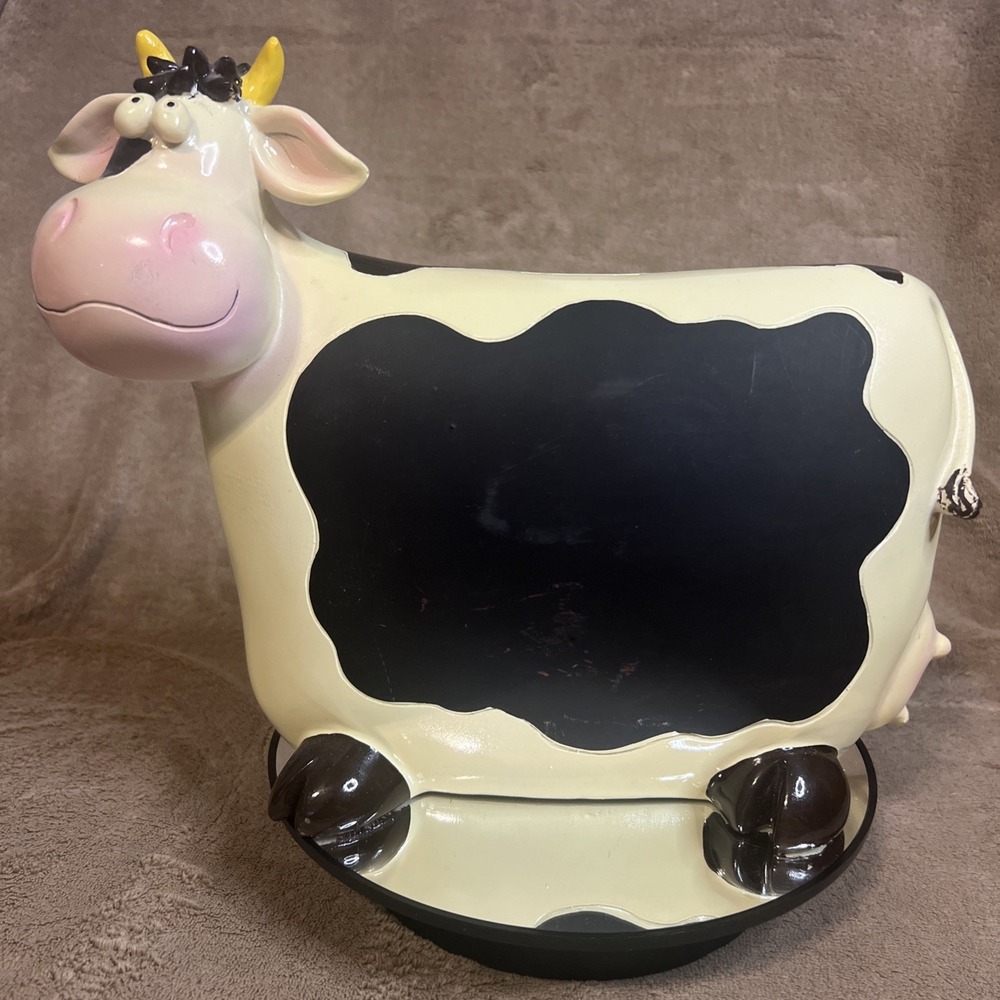 Adorable Smiling Cow Piggybank‎ with blackboard - rubber stopper